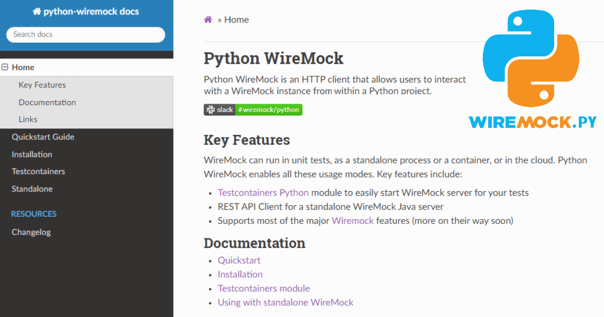 New Documentation site for Python WireMock