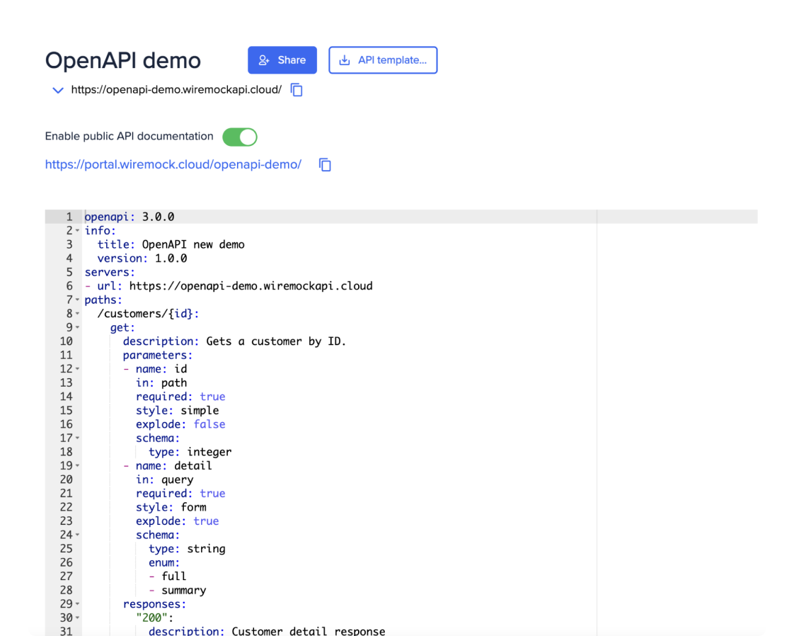 Developer portal with WireMock