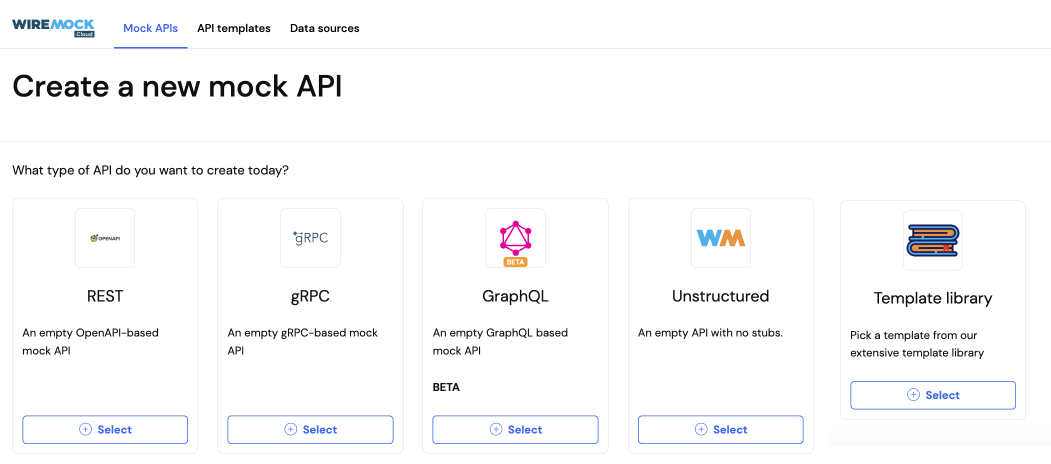 WireMock API creation screen