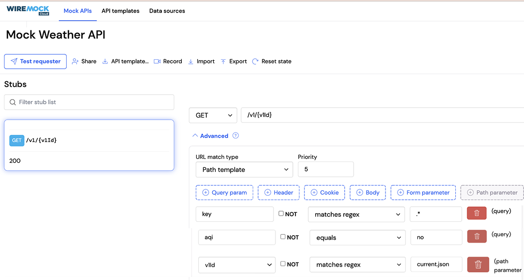 WireMock API definition