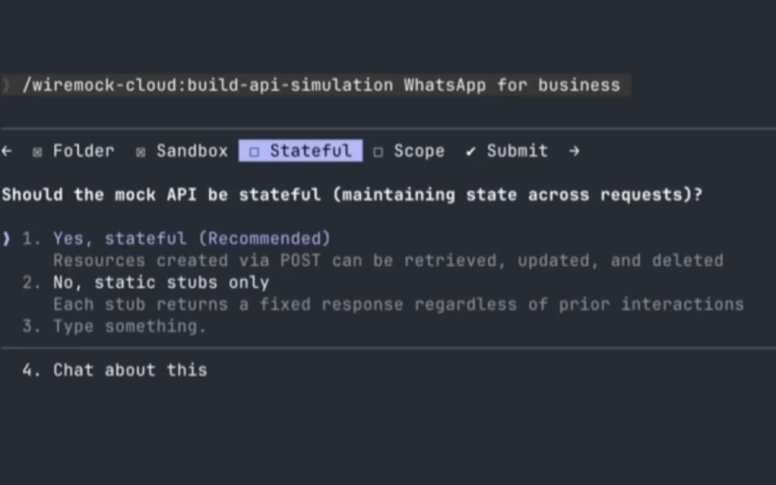 Building an API simulation through an AI agent skill command